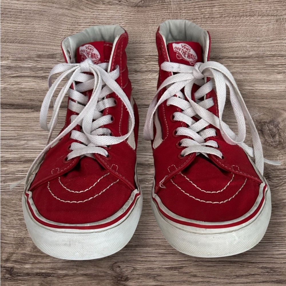 Vans Old Skool Red Hi-Top SK8 Sneakers Shoes Unisex Mens 7 Womens 8.5 - Picture 8 of 12